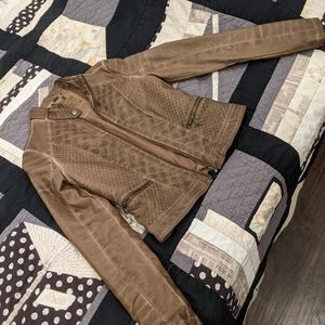 Faux leather moto jacket brown XS